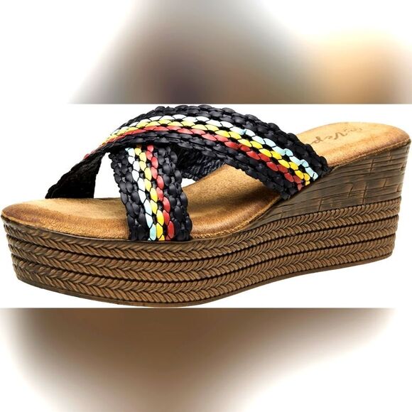 (65-1655) Vepose Wedge Sandals Platform Sz 37 (6.5) - Picture 3 of 9